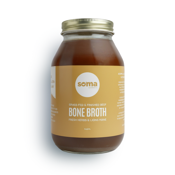 Soma Beef with Fresh Herbs & Lion's Mane bone broth, 876ml jar
